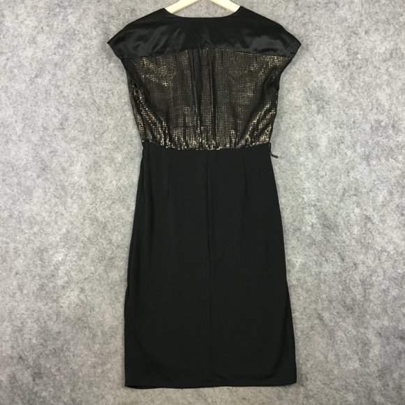 Narciso Rodriguez Dress XS Sequin Black Faux Wrap Cocktail Evening Party Satin - Picture 15 of 16